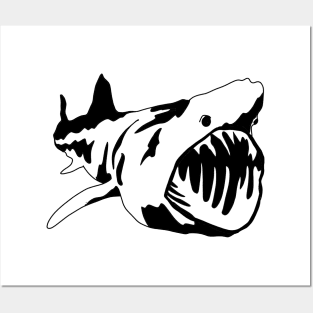 Megalodon shark Posters and Art